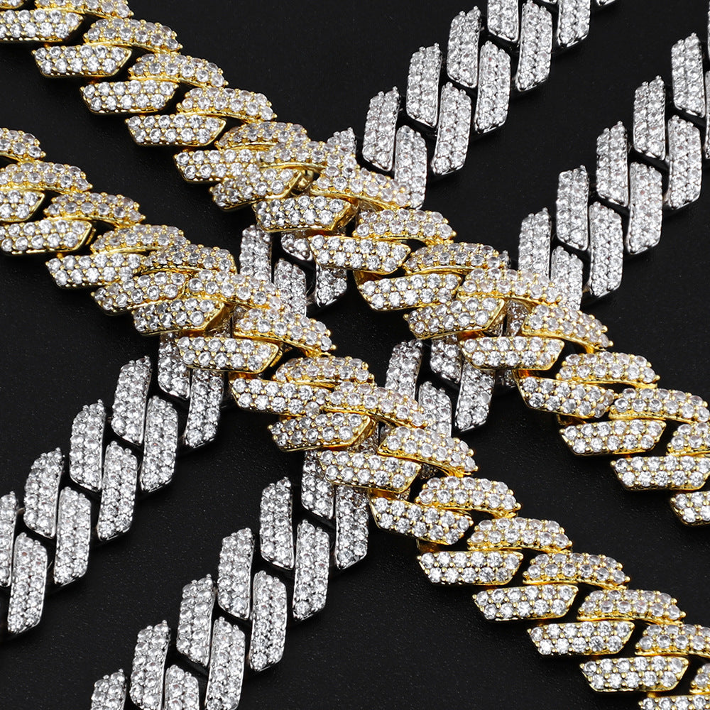 S925 & VVS Moissanite 12MM Prong Cuban Link Chain